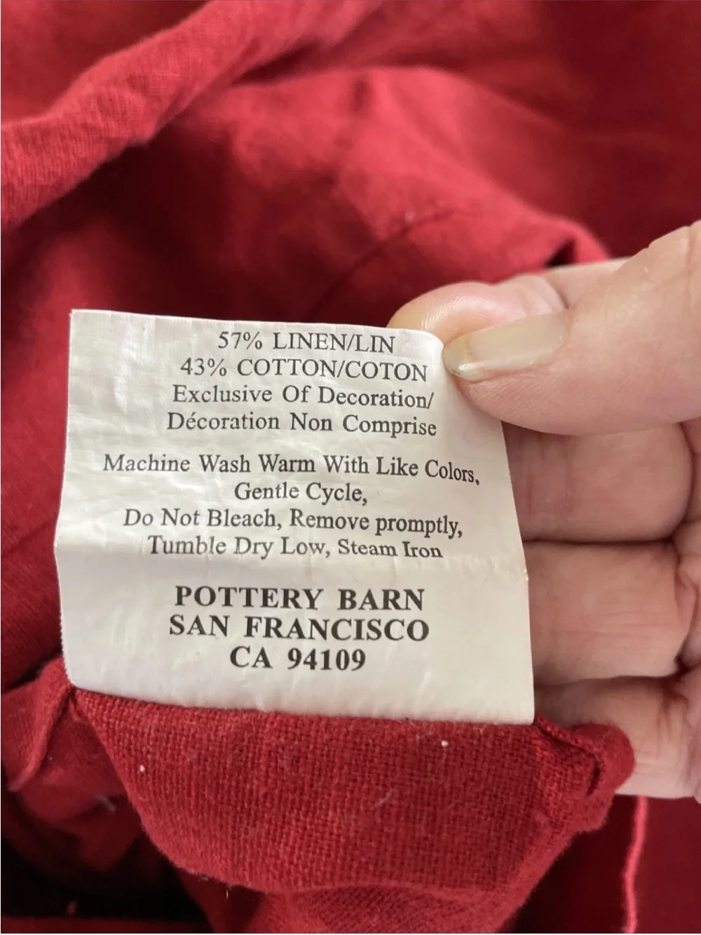 Pottery Barn Red Embroidered Floral Duvet Cover